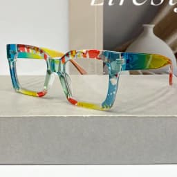1 Pair of New Classic Bohemian Large-Frame Square Fashion Anti-Blue Glasses, Unisex, High-Quality Multi-Color Block Versatile Street Style Glasses for Women, Suitable for Daily Wear and as Decorative Glasses