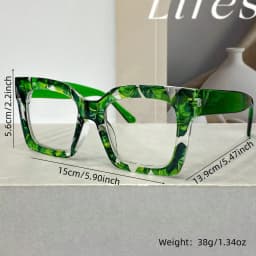 1 Pair of New Classic Bohemian Large-Frame Square Fashion Anti-Blue Glasses, Unisex, High-Quality Multi-Color Block Versatile Street Style Glasses for Women, Suitable for Daily Wear and as Decorative Glasses