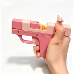 （No Gas）Windproof Refillable Pink Lighter Cigarette Case Creative Gun Shape Smoke Holder Gift for Boyfriend