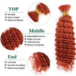 Deep Wave Bulk Human Hair for Braiding No Weft 100g (1 Pack-2 Bundles) Brazilian Virgin Human Hair Braiding Hair For BOHO Braids