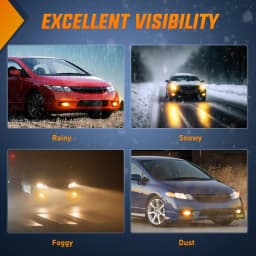 Nilight Fog Light Assembly Compatible with Honda Civic Sedan 2009 2010 2011 4 Door with Amber Lens Lamps Replacement H11 12V 55W Bulbs