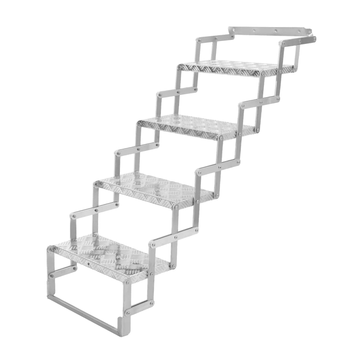 110kg 4-Step Scissor Foldable Step Ladder, Aluminum RV Entry Step With Anti-Slip Treads, for Camper Trailer Truck