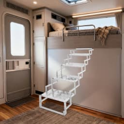110kg 4-Step Scissor Foldable Step Ladder, Aluminum RV Entry Step With Anti-Slip Treads, for Camper Trailer Truck