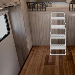 110kg 4-Step Scissor Foldable Step Ladder, Aluminum RV Entry Step With Anti-Slip Treads, for Camper Trailer Truck