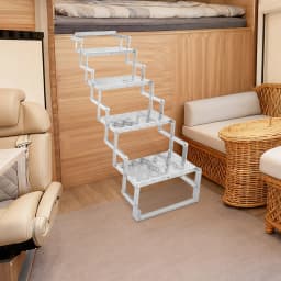 110kg 4-Step Scissor Foldable Step Ladder, Aluminum RV Entry Step With Anti-Slip Treads, for Camper Trailer Truck