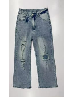 Women High Waist Ripped Wide Leg Jeans Vintage Light Wash Distressed Hole Denim Pants Streetwear Baggy Loose Fit Flare Jeans Y2K Grunge Aesthetic Casual Daily Trousers For Ladies