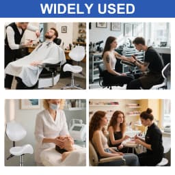 Saddle Stool with Back Support and Wheels, 400 LBS Weight Capacity Ergonomic Rolling Stool, Height Adjustable Thickened PU Leather Swivel Saddle Chair for Salon, Spa, Massage, Tattoo, White