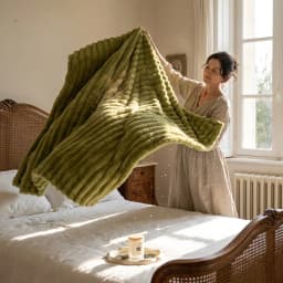 1PC Ribbed Fleece Blanket Twin/Full/Queen/King Soft Warm Textured Plush Throw for Bed Sofa Home Decor