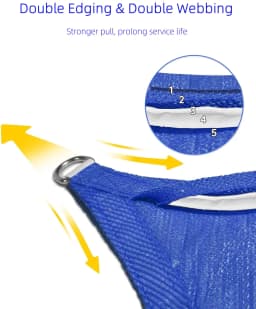 Triangle Sun Shade Sail - 10' X 10' X 10', Breathable Sunshades for Outdoor Patio, Garden, Deck, Yard, Tear & Fade, UV Block Awnings for Patio Shade with Ropes Resist Wear (Blue)