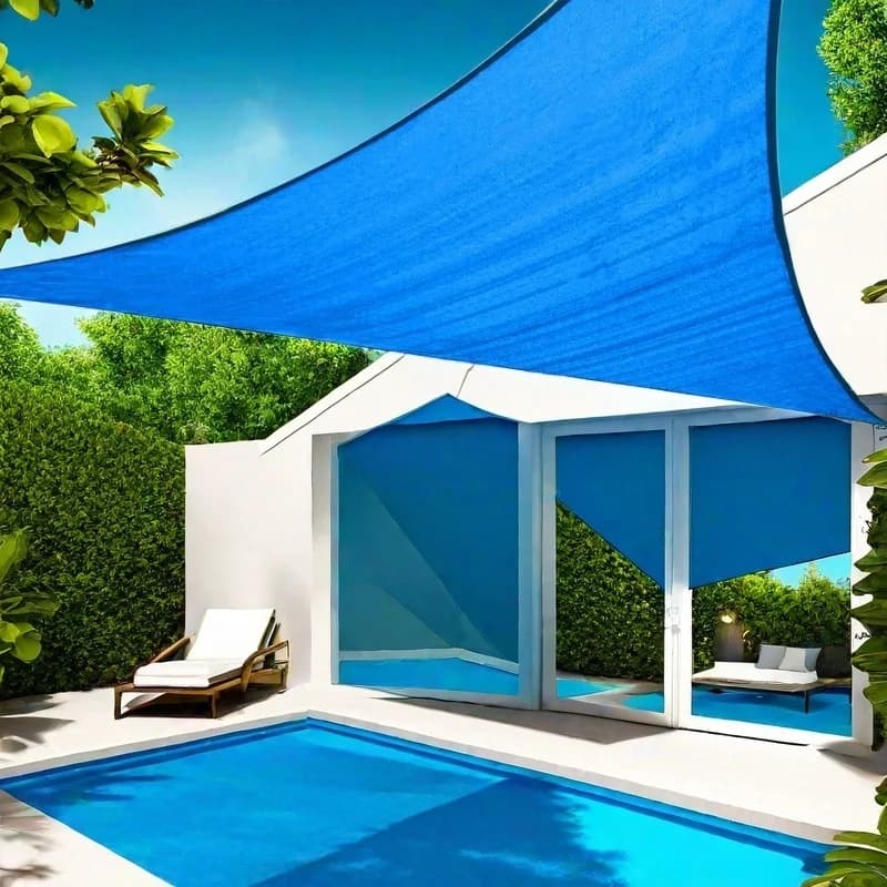 Triangle Sun Shade Sail - 10' X 10' X 10', Breathable Sunshades for Outdoor Patio, Garden, Deck, Yard, Tear & Fade, UV Block Awnings for Patio Shade with Ropes Resist Wear (Blue)
