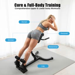 Roman Chair Back Extension Machine, 330LBS Back Extension Roman Chair Abdominal Exercise Equipment, Multi-Functional Hyperextension Back Strength Exercise Bench, w/Rubber Foot Covers, suitable for Home Gym Hotel