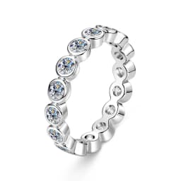 OXTAO 3.0mm D VVS1 Certified Moissanite Eternal Ring for Women 14K Gold Filled Stackable Jewelry Ring Wedding Anniversary Gift