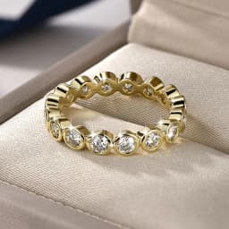 OXTAO 3.0mm D VVS1 Certified Moissanite Eternal Ring for Women 14K Gold Filled Stackable Jewelry Ring Wedding Anniversary Gift