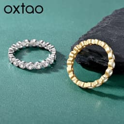 OXTAO 3.0mm D VVS1 Certified Moissanite Eternal Ring for Women 14K Gold Filled Stackable Jewelry Ring Wedding Anniversary Gift