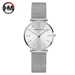HANNAH MARTIN Leisure Top Brand Hot Selling Original Quartz Watch Women Simple Elegant Steel 36mm Japanese Movement Clock Banquet Matching & Work Watches Ladies Quartz Movement Original Ladies WatchLocal Watch Women Mesh with Clock