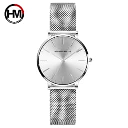 HANNAH MARTIN Leisure Top Brand Hot Selling Original Quartz Watch Women Simple Elegant Steel 36mm Japanese Movement Clock Banquet Matching & Work Watches Ladies Quartz Movement Original Ladies WatchLocal Watch Women Mesh with Clock