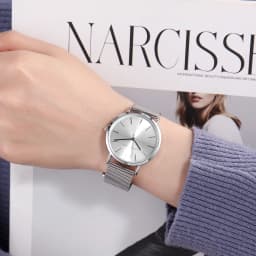 HANNAH MARTIN Leisure Top Brand Hot Selling Original Quartz Watch Women Simple Elegant Steel 36mm Japanese Movement Clock Banquet Matching & Work Watches Ladies Quartz Movement Original Ladies WatchLocal Watch Women Mesh with Clock