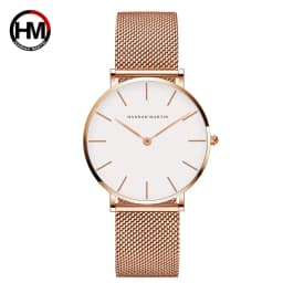 HANNAH MARTIN Leisure Top Brand Hot Selling Original Quartz Watch Women Simple Elegant Steel 36mm Japanese Movement Clock Banquet Matching & Work Watches Ladies Quartz Movement Original Ladies WatchLocal Watch Women Mesh with Clock