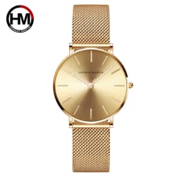 HANNAH MARTIN Leisure Top Brand Hot Selling Original Quartz Watch Women Simple Elegant Steel 36mm Japanese Movement Clock Banquet Matching & Work Watches Ladies Quartz Movement Original Ladies WatchLocal Watch Women Mesh with Clock