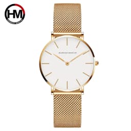 HANNAH MARTIN Leisure Top Brand Hot Selling Original Quartz Watch Women Simple Elegant Steel 36mm Japanese Movement Clock Banquet Matching & Work Watches Ladies Quartz Movement Original Ladies WatchLocal Watch Women Mesh with Clock