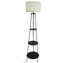 Floor Lamp with 3-Tier Storage Shelves 3-color Dimmable Lamp LED Light for Various Living and Working Spaces