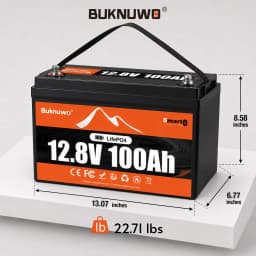 BUKNUWO Smart 12V 100Ah Bluetooth LiFePo4 Lithium Battery Pack 100A BMS For RV Boat Motor Inverter Solar Wind Off-Road Off-grid LiFePO4 Batter