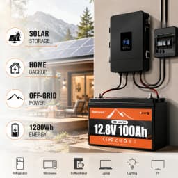 BUKNUWO Smart 12V 100Ah Bluetooth LiFePo4 Lithium Battery Pack 100A BMS For RV Boat Motor Inverter Solar Wind Off-Road Off-grid LiFePO4 Batter