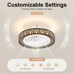 18.5 Inch Contemporary Ceiling Air Circulator with Integrated Illumination, Minimalist Dual-Use Lighted Fan Fixture, Wireless Remote Operated Ceiling Ventilation Lamp