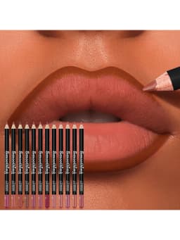 12 Colors Velvet Matte Liquid Lipstick Set with 12Pcs Matching Lip Liner Pencils, Long Lasting Waterproof Non-stick Cup Lip Makeup Kit Gift Box
