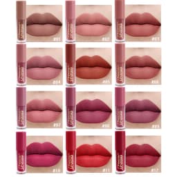 12 Colors Velvet Matte Liquid Lipstick Set with 12Pcs Matching Lip Liner Pencils, Long Lasting Waterproof Non-stick Cup Lip Makeup Kit Gift Box