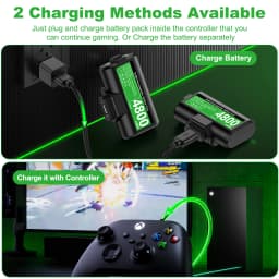 BEBONCOOL 2×4800mWh Rechargeable Battery Pack for Xbox One Xbox Series X|S+Charging Cable
