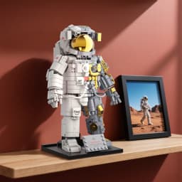 JMBricklayer 1008PCS Space Astronaut Building Blocks Set Spaceman Figure Model Kit with Display Stand Gold Visor Articulated Joints STEM Science Toy Space Exploration Home Office Decor Gift for Adults Teens Birthday
