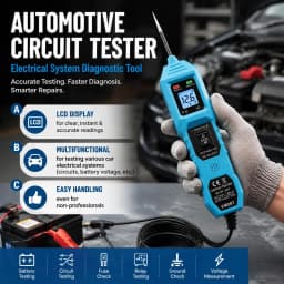 Multifunctional Car Circuit Tester Diagnostic Tool with LCD Display Power Probe Kit for Automotive Electrical Repair and Car Electrical System Testing High Precision Voltage Tester 12V 24V 6V 36V 48V Compatible with Battery Alternator Starter