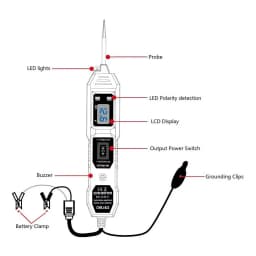 Multifunctional Car Circuit Tester Diagnostic Tool with LCD Display Power Probe Kit for Automotive Electrical Repair and Car Electrical System Testing High Precision Voltage Tester 12V 24V 6V 36V 48V Compatible with Battery Alternator Starter