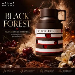 ARMAF Odyssey Black Forest Perfume 100ml 3.4Oz Eau De Parfum Unisex Long Lasting Sweet Gourmand Cherry Caramel Vanilla Chocolate Amber Woody Musk Arabian Fragrance Spray Daily Wear Travel Gift