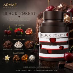 ARMAF Odyssey Black Forest Perfume 100ml 3.4Oz Eau De Parfum Unisex Long Lasting Sweet Gourmand Cherry Caramel Vanilla Chocolate Amber Woody Musk Arabian Fragrance Spray Daily Wear Travel Gift