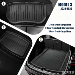 For 2024‑2026 Model 3 Highland TPE All‑Weather Floor Mats 7‑Piece Set Waterproof Anti‑Slip Odorless Cargo Mat Rear Seat Back Protector Car Accessories