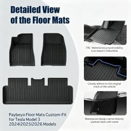 For 2024‑2026 Model 3 Highland TPE All‑Weather Floor Mats 7‑Piece Set Waterproof Anti‑Slip Odorless Cargo Mat Rear Seat Back Protector Car Accessories