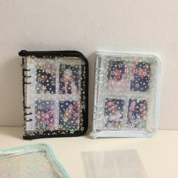 A5 Laser Star Zipper Binder Collect Book Refill Organizer DIY Journal Dairy Transparent Kpop Idol Photo Album Kawaii Stationery