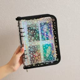 A5 Laser Star Zipper Binder Collect Book Refill Organizer DIY Journal Dairy Transparent Kpop Idol Photo Album Kawaii Stationery