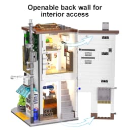 Steamed Bun Shop with LED House Modular Building Blocks Japanese City Street View Apartment Store Architecture Brick Model Kit Boys Toy Adults Kid DIY Gift 1108PCS