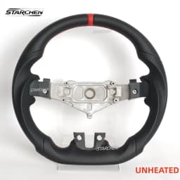 Full Leather Sport Steering Wheel for Dodge Charger Challenger Durango 2011-2014,Hand-Sewn Perforated Design with Red Top Stripe(Non-heated)