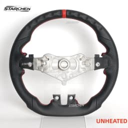 Full Leather Sport Steering Wheel for Dodge Charger Challenger Durango 2011-2014,Hand-Sewn Perforated Design with Red Top Stripe(Non-heated)