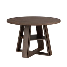 Modern Farmhouse 43'' Round Dining Table with Sturdy Wooden Pedestal, Extra Storage Shelf, Space-Saving for Kitchen & Dining Room, Seats 2-4,(Only table)