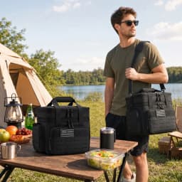 18L Insulated Picnic Cooler Bag Tactical Expandable Leakproof Thermal Bag for Men Women Family Outdoor Camping Beach Park BBQ Travel Large Capacity Heavy Duty Food Drink Cooler Tote Day Trip Tailgate Adults Reusable Shoulder Lunch Cooler Bag Keep Cold