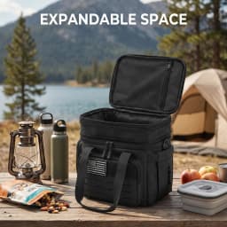 18L Insulated Picnic Cooler Bag Tactical Expandable Leakproof Thermal Bag for Men Women Family Outdoor Camping Beach Park BBQ Travel Large Capacity Heavy Duty Food Drink Cooler Tote Day Trip Tailgate Adults Reusable Shoulder Lunch Cooler Bag Keep Cold
