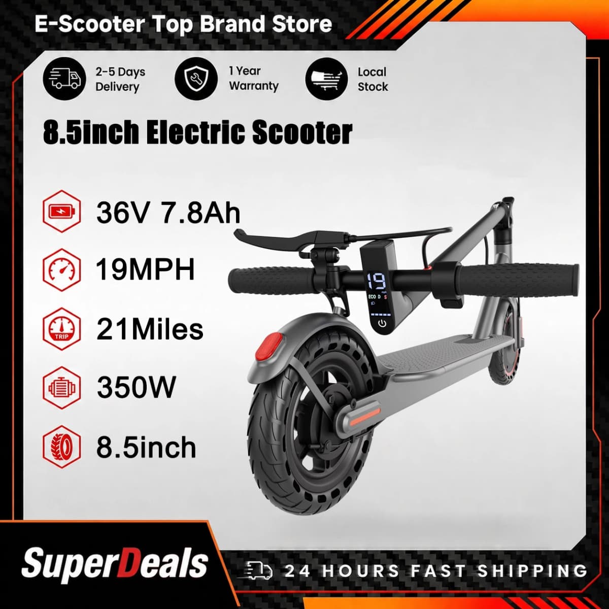 Electric Scooter-8.5'' Honeycomb Tire,19mph-Max Speed,21 Miles-Max Range,Dual Braking System,Foldable Design,APP Control
