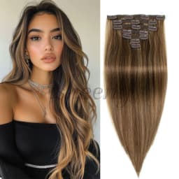 12“-24" Clip Hair Extension Human Hairpiece Nature Straight Machine Remy Hair Full Head 7pcs/set 100g-120g Hair Easy To Wear