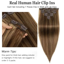 12“-24" Clip Hair Extension Human Hairpiece Nature Straight Machine Remy Hair Full Head 7pcs/set 100g-120g Hair Easy To Wear