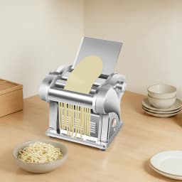 110V Stainless Steel Electric Noodle Maker Machine, 135W Dual Blades 6 Thickness Settings Automatic Pasta Dough Roller Machine
